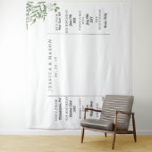 Bruidsdecoratie met sappige eucalyptusbladeren ach wandkleed (In situ)