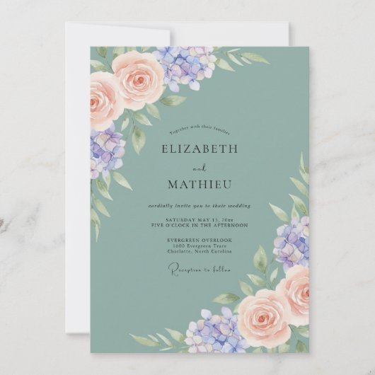 Bruidsdecoratie met Zeeschuim Hydrangea en Eucalyp Kaart (Voorkant)