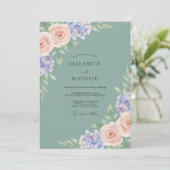 Bruidsdecoratie met Zeeschuim Hydrangea en Eucalyp Kaart (Staand voorkant)