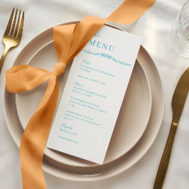 Bruidsdiner met wingerdrankroos en turkoois wapen menu