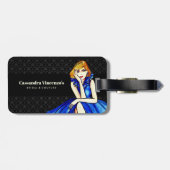 Bruidsdonkere koninklijk blauwe cocktailjurk Zwart Bagagelabel (Achterkant horizontaal)