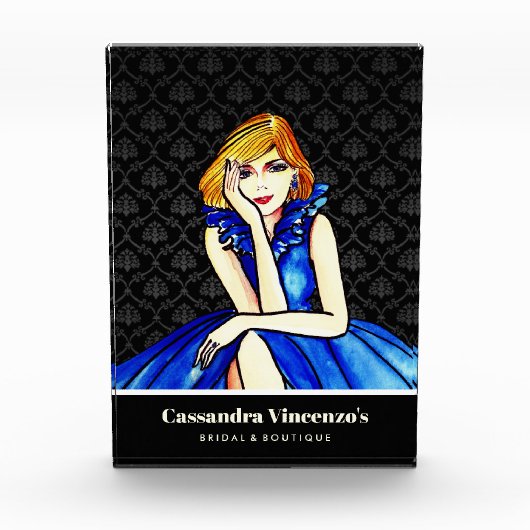 Bruidsdonkere koninklijk blauwe cocktailjurk Zwart Fotoblokken (Voorkant)