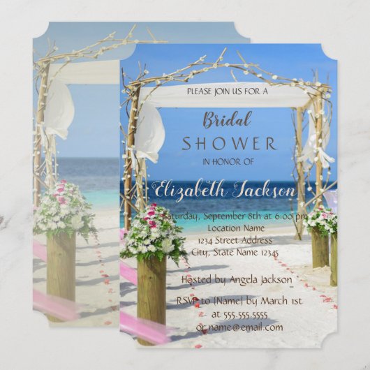 Bruidsdouche Beach Arbor Floral Kaart (Voorkant / Achterkant)