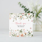 Bruidsdouche Bedankkaart Wildflower Roze (Staand voorkant)