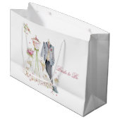 Bruidsdouche Bruid & Bruidegom Roze Crème jurk Groot Cadeauzakje (Voorkant Gekanteld)