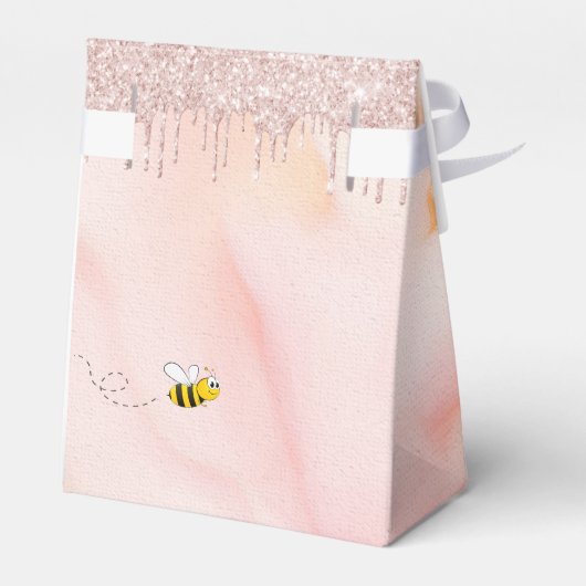 Bruidsdouche bruid roze bij glitters bloemig bedankdoosjes (Achterkant)