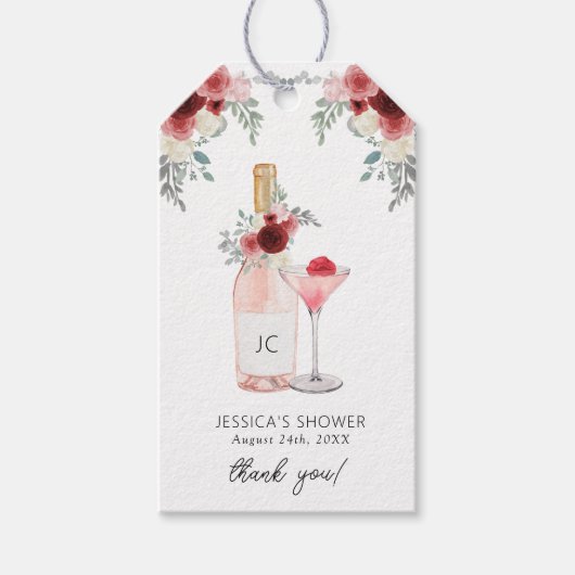 Bruidsdouche Cadeautags met Bloemen & Prosecco Cadeaulabel (Voorkant)