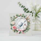 Bruidsdouche Golf thema met golfbal Save The Date (Staand voorkant)