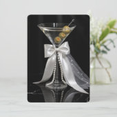 Bruidsdouche Martini met sluier en parels Kaart (Staand voorkant)