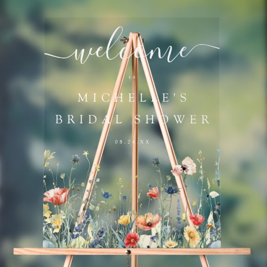 Bruidsdouche met levendige wilde bloemen acryl bord (Neutraal)
