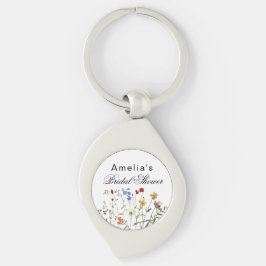 Bruidsdouche met Minimalistische Wilde Bloemen Sleutelhanger