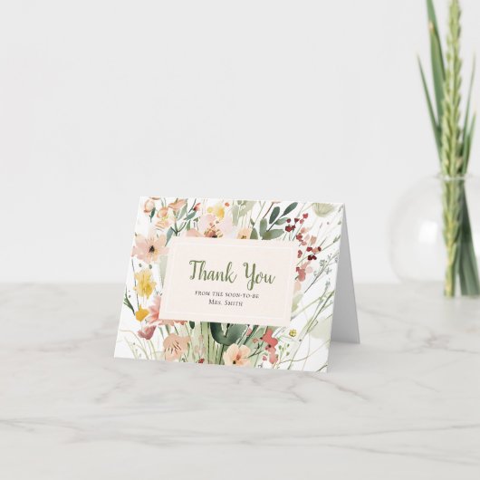Bruidsdouche met wilde bloemen bedankkaart (Voorkant)