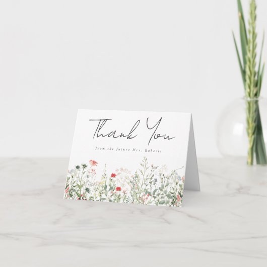 Bruidsdouche met wilde bloemen bedankkaart (Voorkant)