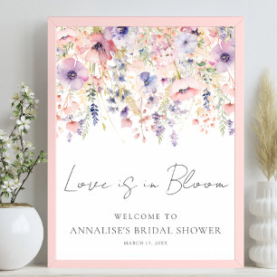 Bruidsdouche met wilde bloemen boeketten poster