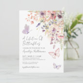 Bruidsdouche met wilde bloemen en vlinders kaart (Staand voorkant)