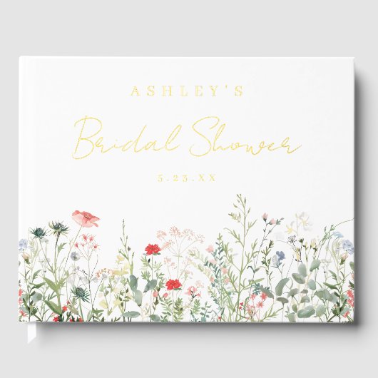Bruidsdouche met wilde bloemen gastenboek (Voorkant)
