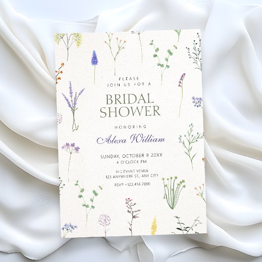 Bruidsdouche met wilde bloemen kaart
