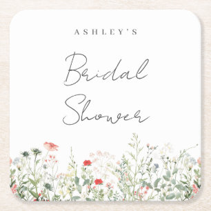 Bruidsdouche met wilde bloemen kartonnen onderzetters