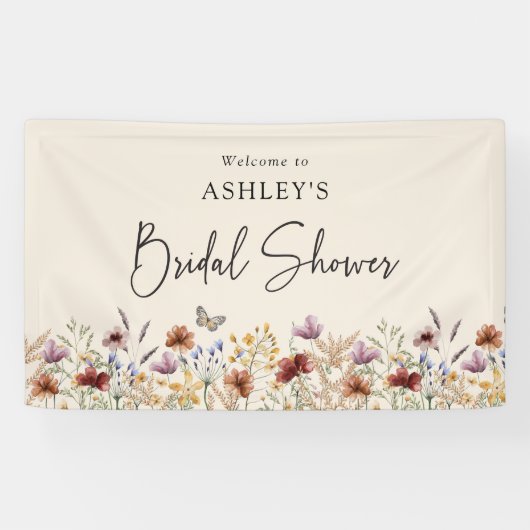 Bruidsdouche met wilde bloemen spandoek (Horizontaal)