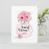 Bruidsdouche Parfumfles met bloemen Kaart (Staand voorkant)