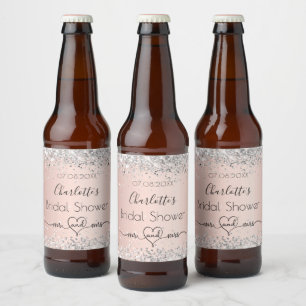 Bruidsdouche roze goud zilver meneer mevrouw bier etiket