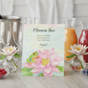 Bruidsdouche Roze Waterlelie & Boomkikker Mimosa Reclamebord Met Voetstuk