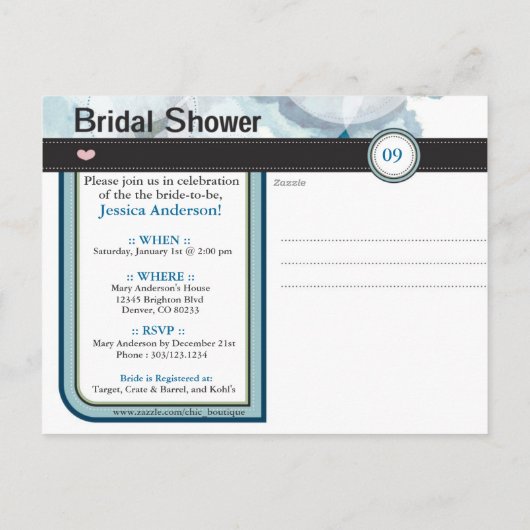 Bruidsdouche uitnodiging (Achterkant)