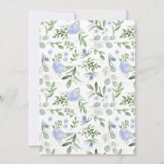 Bruidsdouche uitnodiging Blauwe Waterverf (Achterkant)