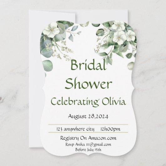 BRUIDSDOUCHE UITNODIGING BLOEMEN BOTANISCH (Voorkant)