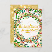 Bruidsdouche uitnodiging Bloemen Goud Glitter Groe (Voorkant / Achterkant)