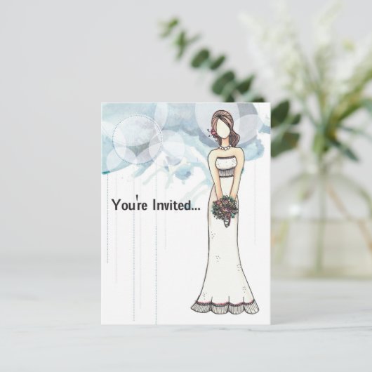 Bruidsdouche uitnodiging briefkaart (Staand voorkant)