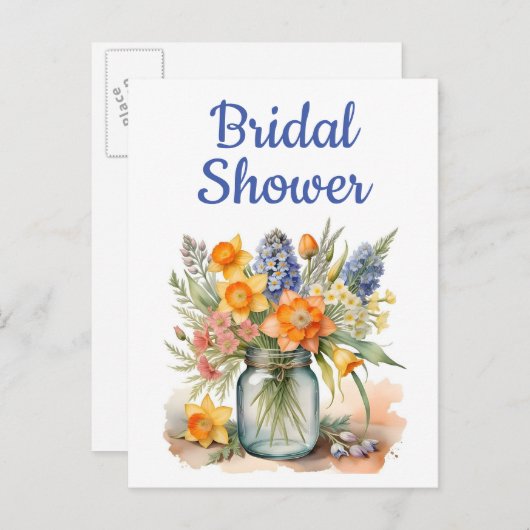 Bruidsdouche uitnodiging briefkaarten (Voorkant / Achterkant)