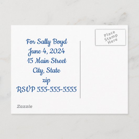 Bruidsdouche uitnodiging briefkaarten (Achterkant)