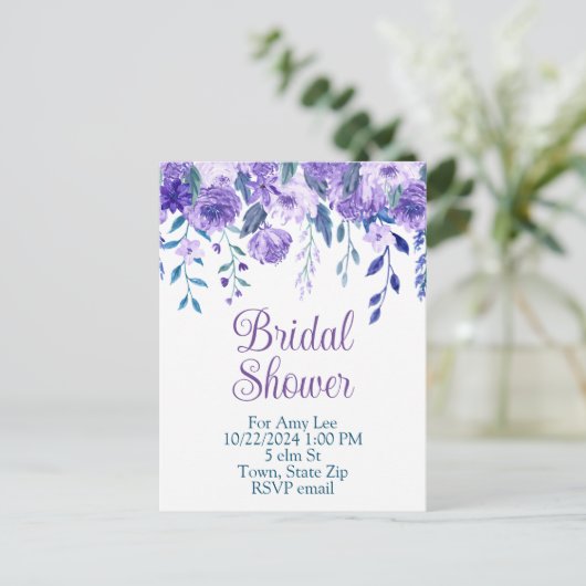 Bruidsdouche uitnodiging briefkaarten (Staand voorkant)