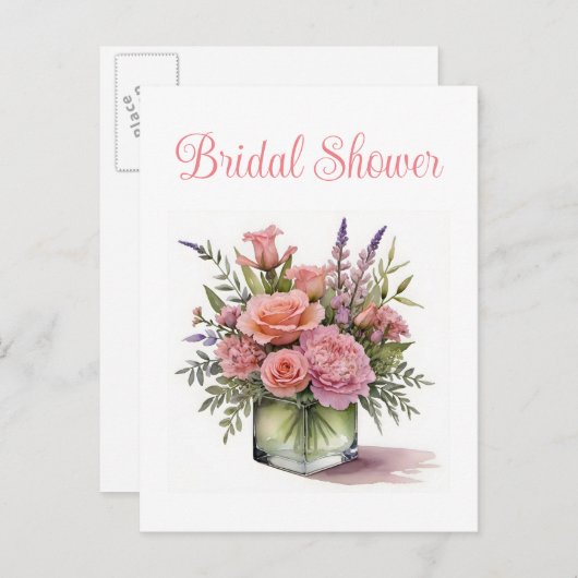 Bruidsdouche uitnodiging briefkaarten (Voorkant / Achterkant)