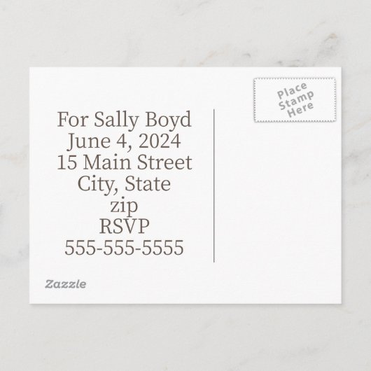 Bruidsdouche uitnodiging briefkaarten (Achterkant)