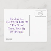 Bruidsdouche uitnodiging briefkaarten (Achterkant)