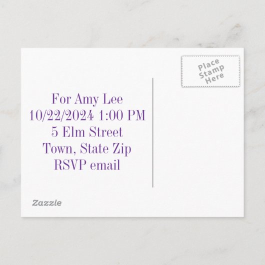 Bruidsdouche uitnodiging briefkaarten (Achterkant)