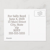 Bruidsdouche uitnodiging briefkaarten (Achterkant)