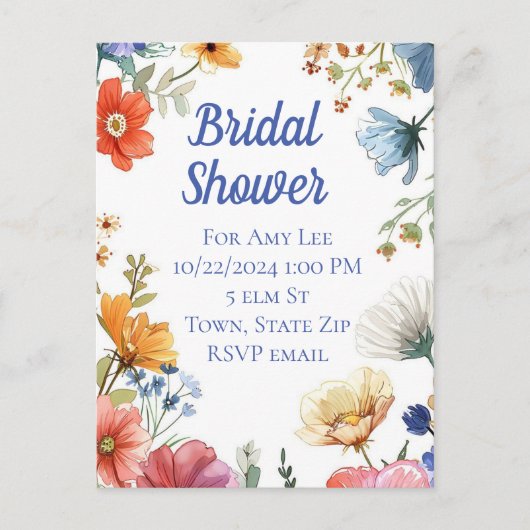 Bruidsdouche uitnodiging briefkaarten (Voorkant)