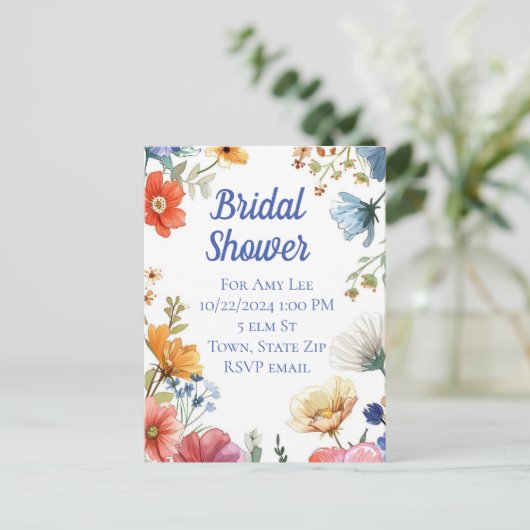 Bruidsdouche uitnodiging briefkaarten (Staand voorkant)