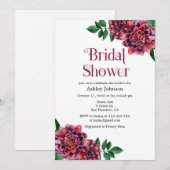 Bruidsdouche uitnodiging dahlia's. Bourgondië nodi (Voorkant / Achterkant)