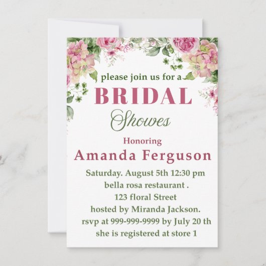 Bruidsdouche Uitnodiging feestkaart (Voorkant)