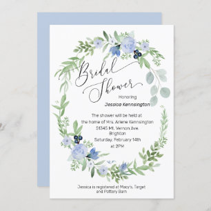 Bruidsdouche uitnodiging Ice Blue Bloemen