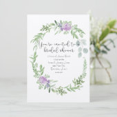 Bruidsdouche Uitnodiging lavendel en groen (Staand voorkant)
