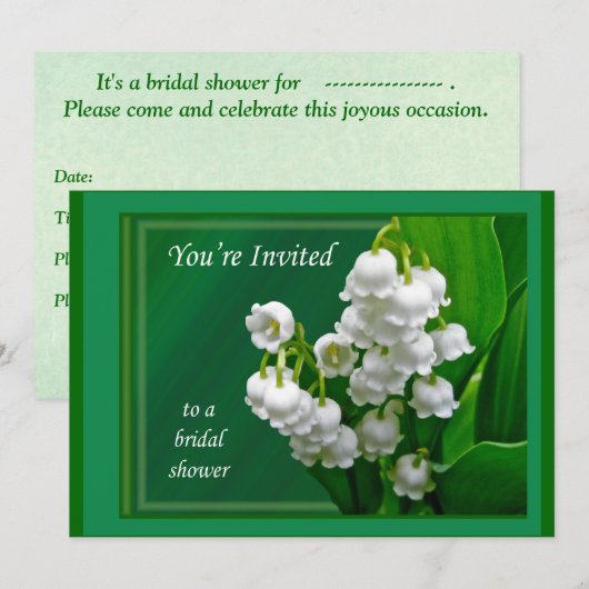 Bruidsdouche uitnodiging - Lily of the Valley (Voorkant / Achterkant)