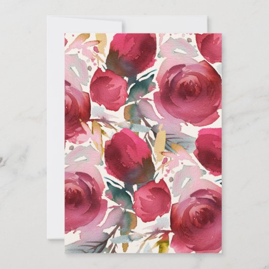 Bruidsdouche uitnodiging Marsala Chic Boho Floral (Achterkant)