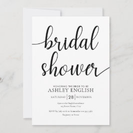 Bruidsdouche uitnodiging - Modern Zwart Script