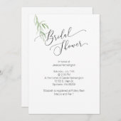 Bruidsdouche uitnodiging Olijftak Waterverf (Voorkant / Achterkant)