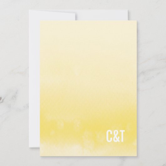 BRUIDSDOUCHE UITNODIGING: ombre waterverf geel Kaart (Achterkant)